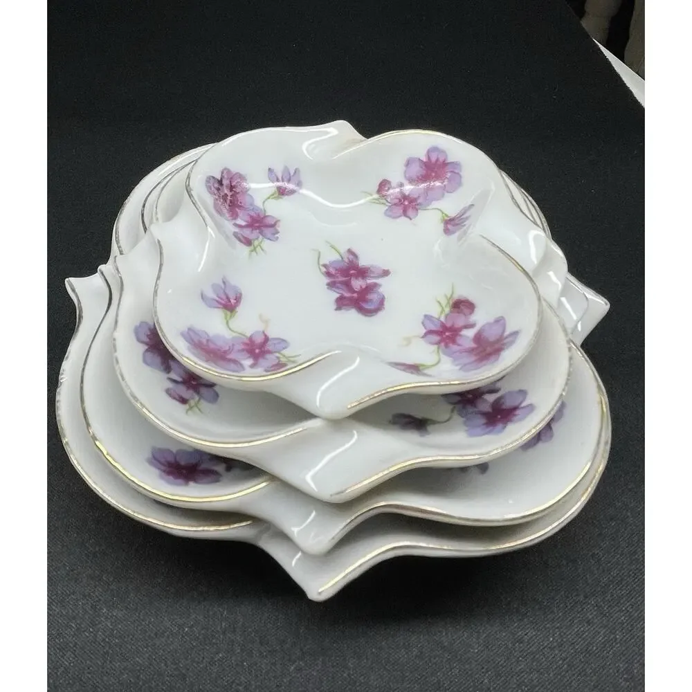 Vintage 1946-52 Lefton China Stacking Nesting Trinket Dishes Set of 4 Rare Find!